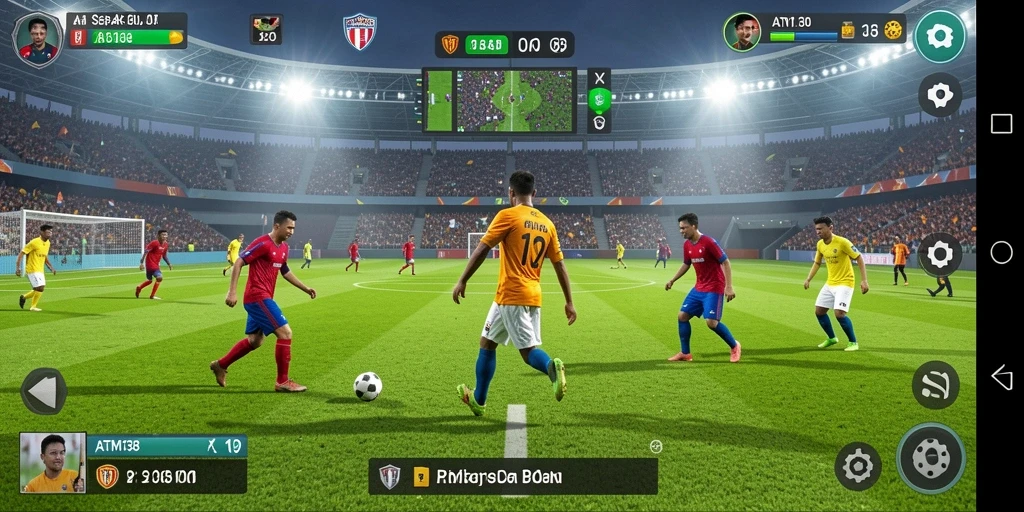 Screenshot menunjukkan aksi mendebarkan dalam permainan sepak bola.