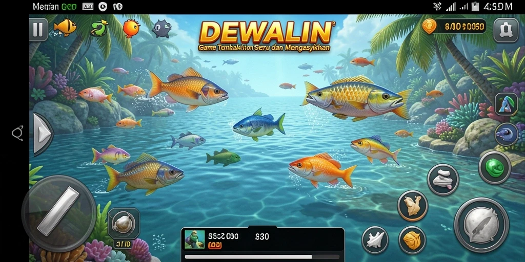 Screenshot gameplay DEWALIN menampilkan aksi menembak ikan yang mendebarkan.