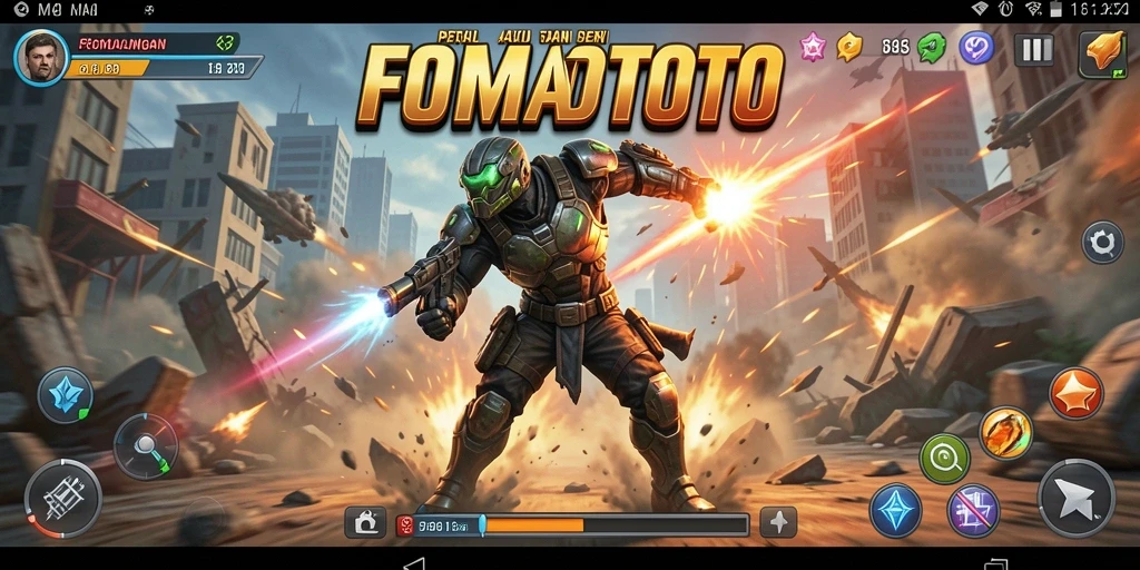 Tampilan aksi mendebarkan dalam FOMOTOTO saat pemain mengatasi rintangan.