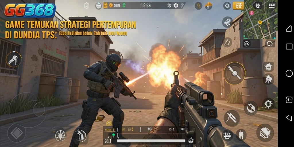 Screenshot menampilkan aksi pertempuran dalam game TPS yang mendebarkan.