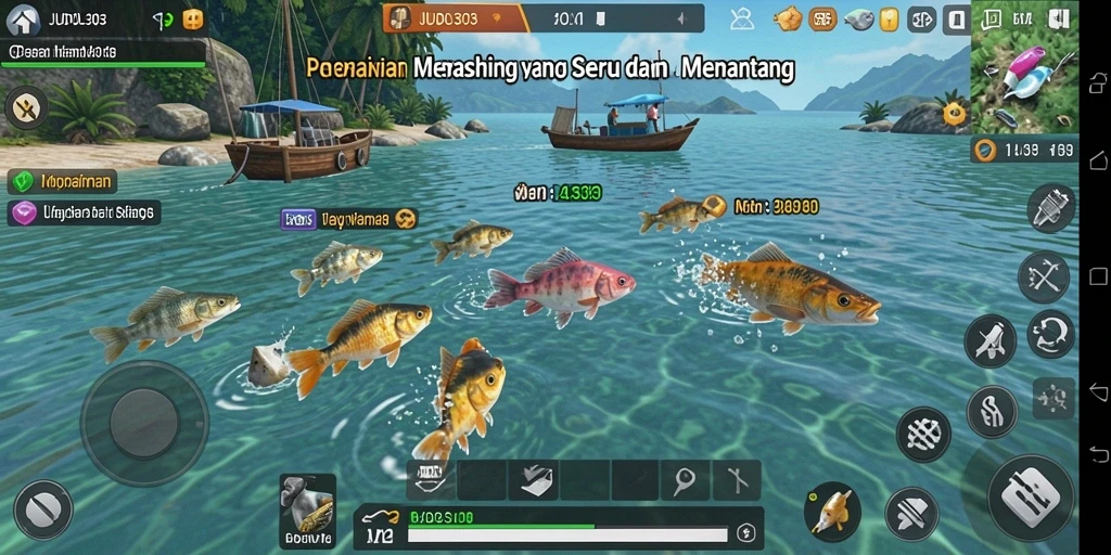 Tampilan gameplay JUDOL303 dengan suasana memancing yang menakjubkan.
