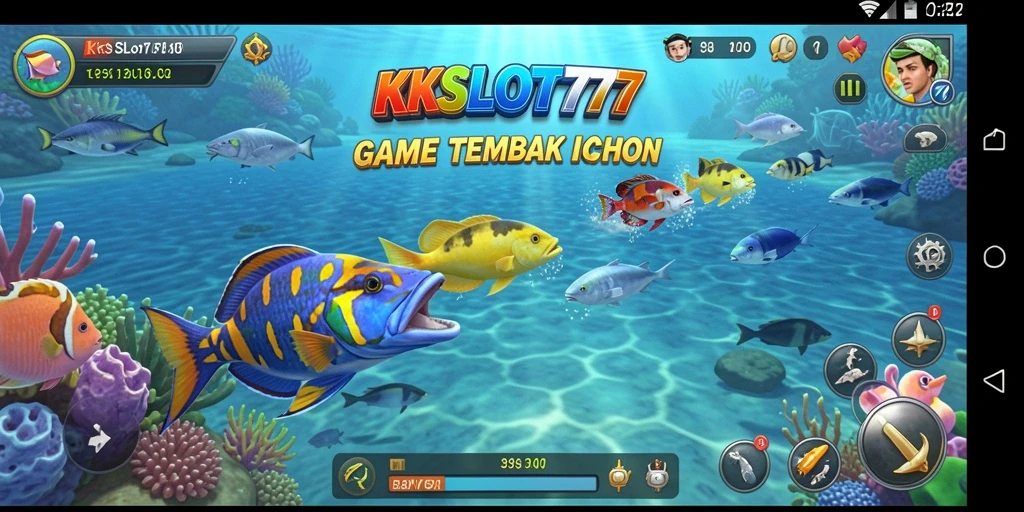 Gameplay seru KKSLOT777 dengan berbagai ikan untuk ditembak.