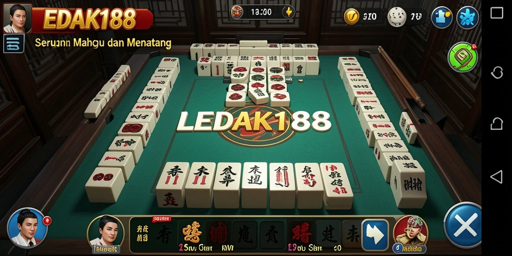 Tampilan gameplay LEDAK188 menunjukkan aksi seru permainan Mahjong.