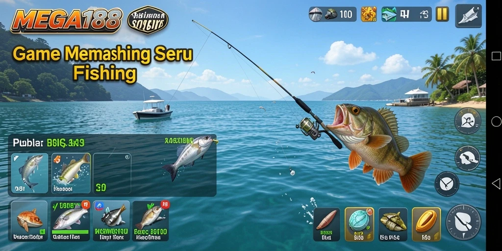 Tampilan gameplay MEGA188 yang memukau saat memancing ikan.