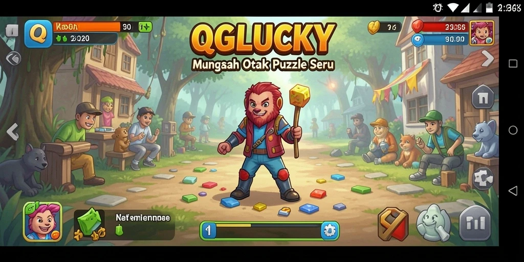 Screenshot gameplay QGLUCKY menampilkan tantangan puzzle yang menarik.