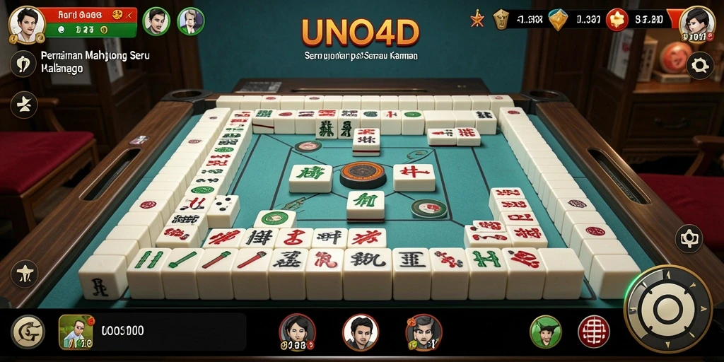 Tampilan gameplay seru dalam permainan Mahjong UNO4D.