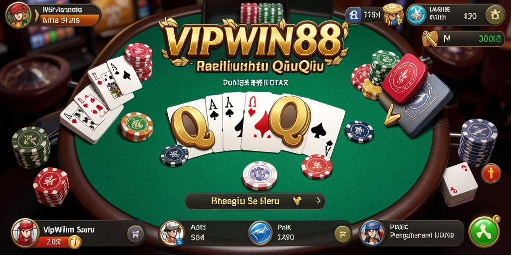 Screenshot gameplay QiuQiu yang menampilkan pertarungan kartu seru.